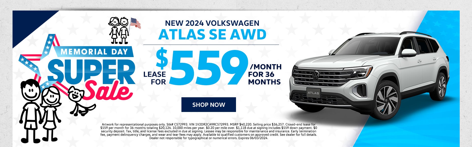 New 2024 VW Atlas SE AWD
